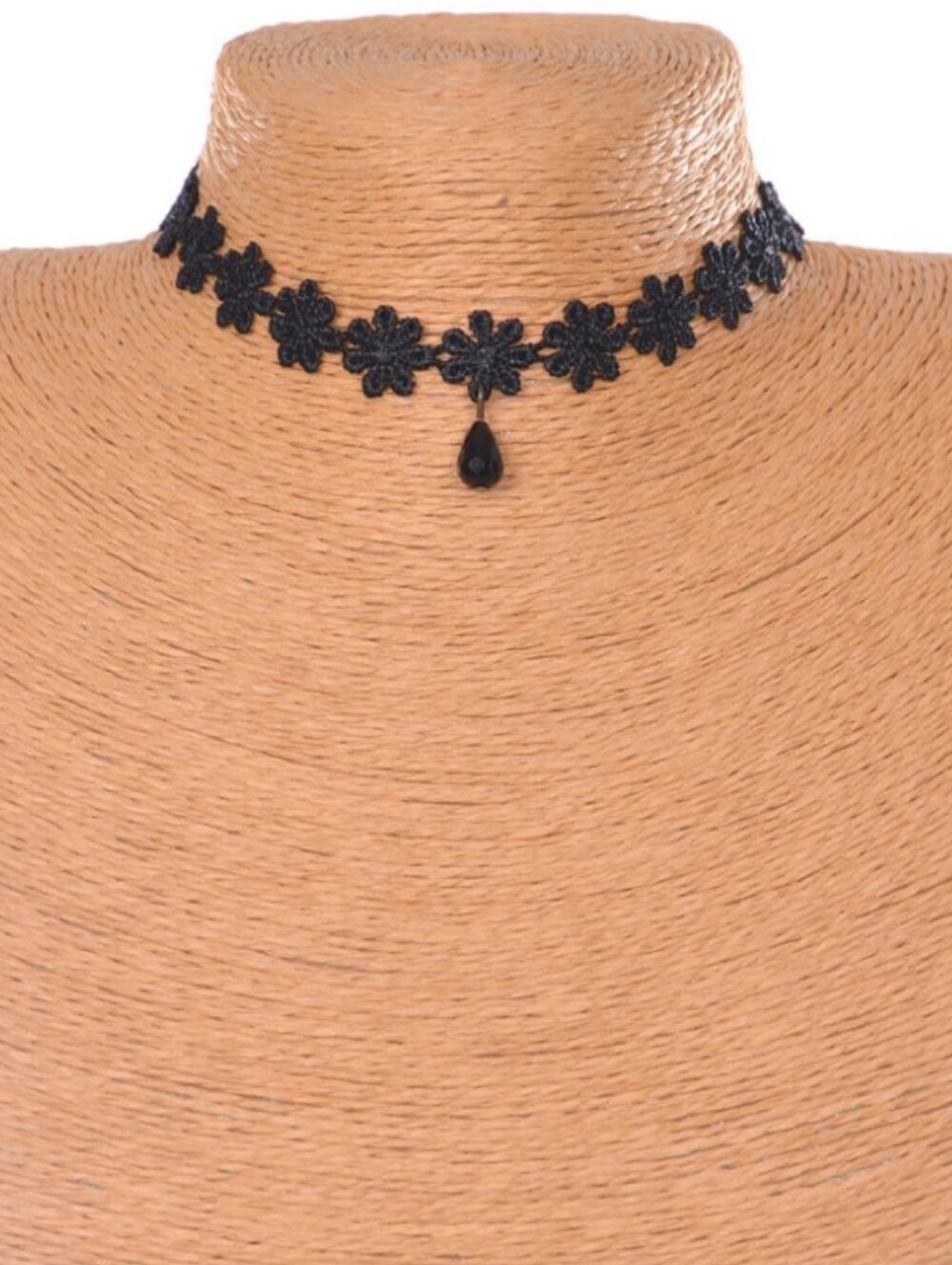 Lace Choker Necklace with Teardrop Pendant
